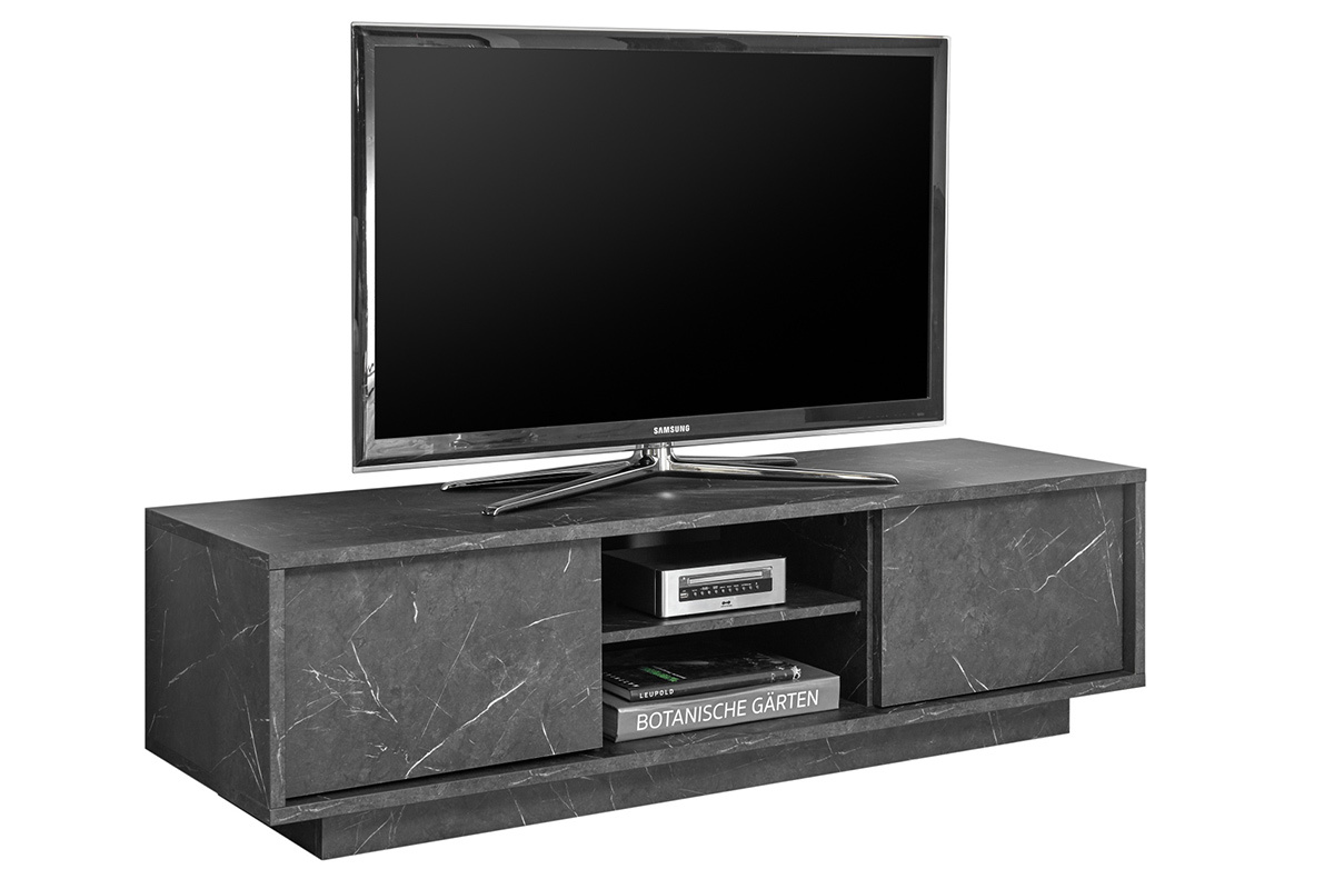 Mueble TV efecto mrmol negro L138 cm CARRA