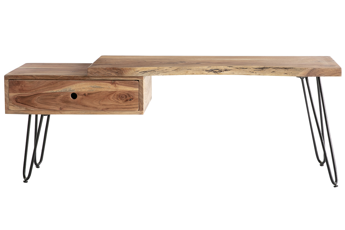 Mueble TV en madera de acacia y metal negro PINA