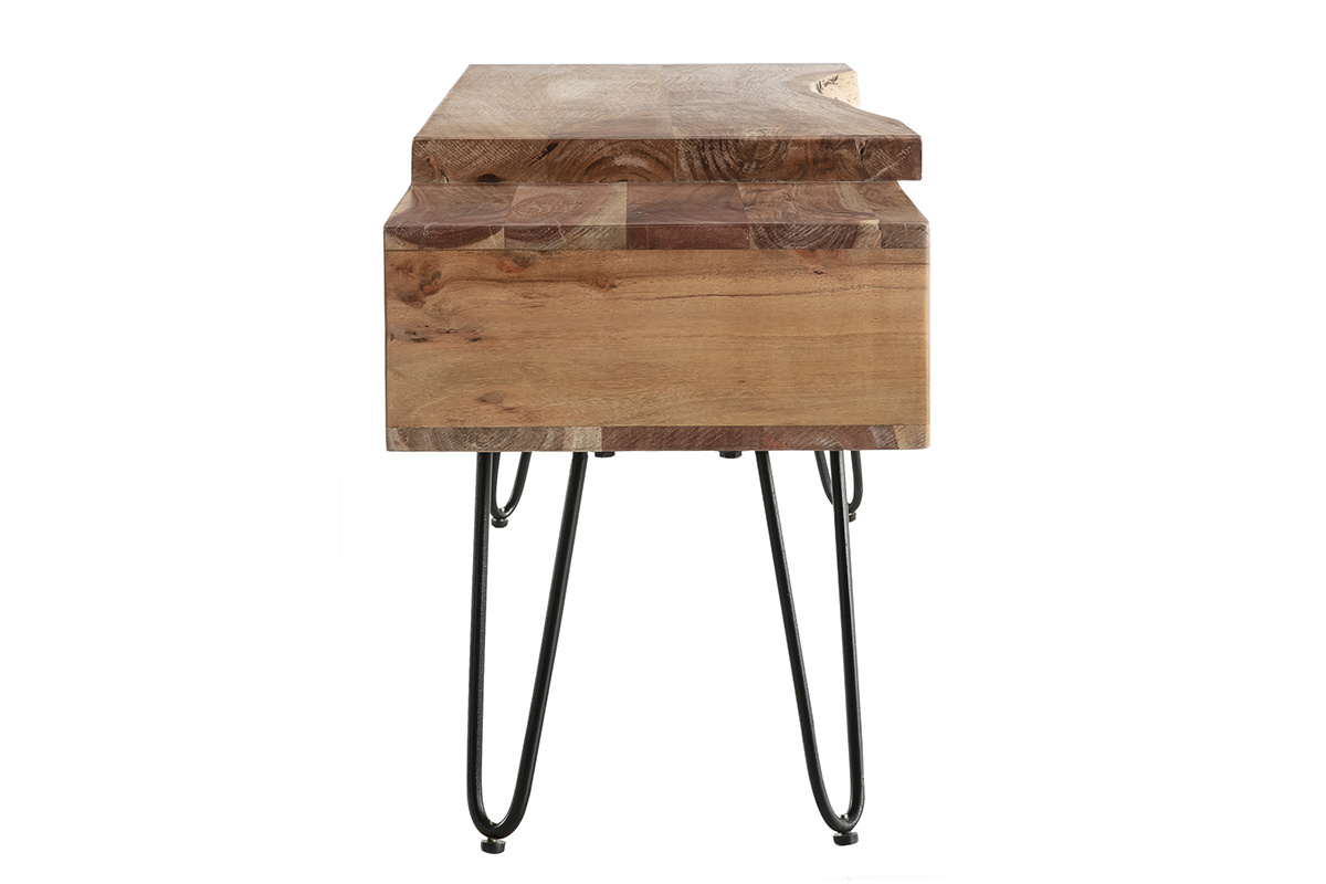 Mueble TV en madera de acacia y metal negro PINA