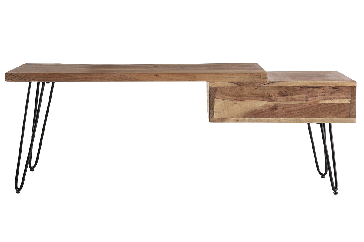 Mueble TV en madera de acacia y metal negro PINA