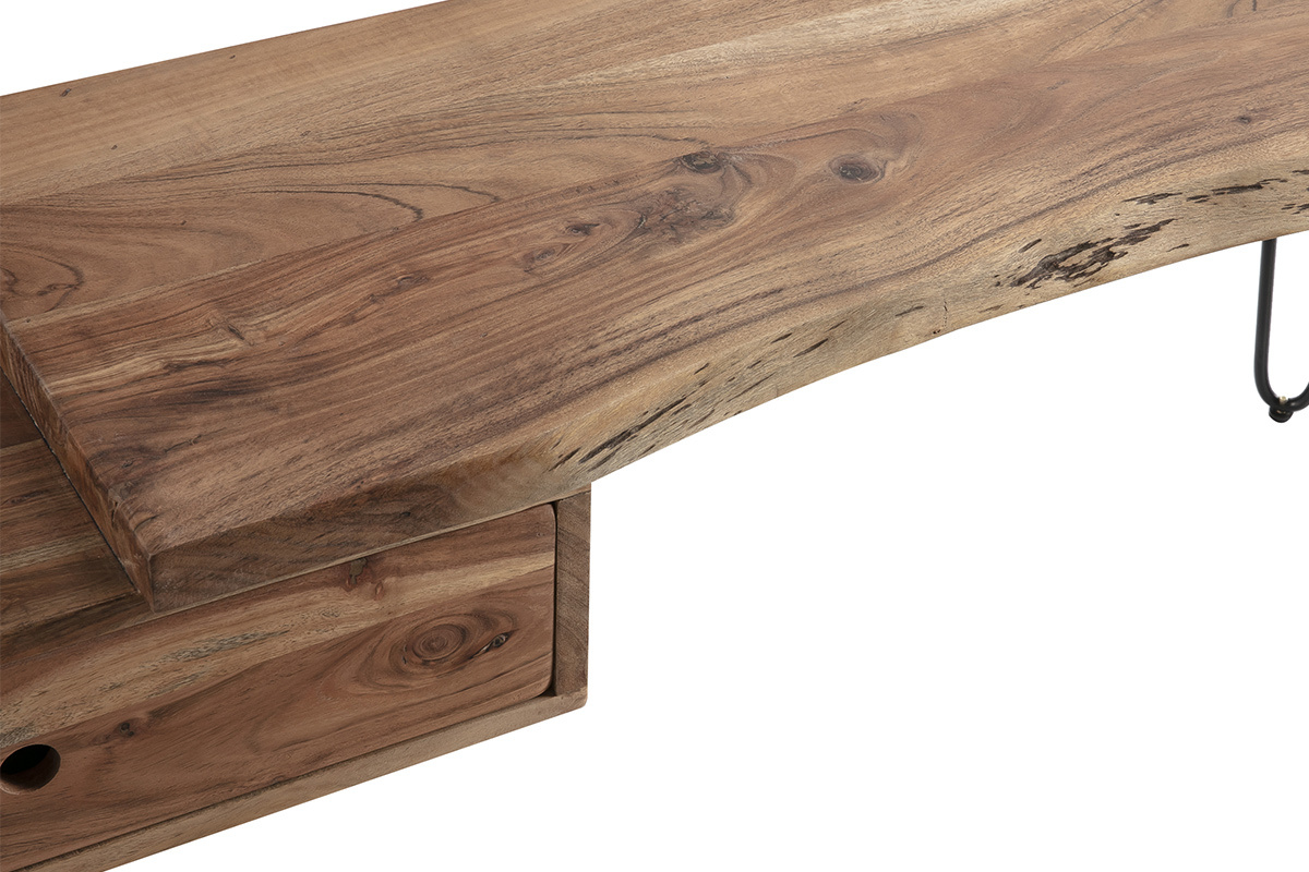 Mueble TV en madera de acacia y metal negro PINA