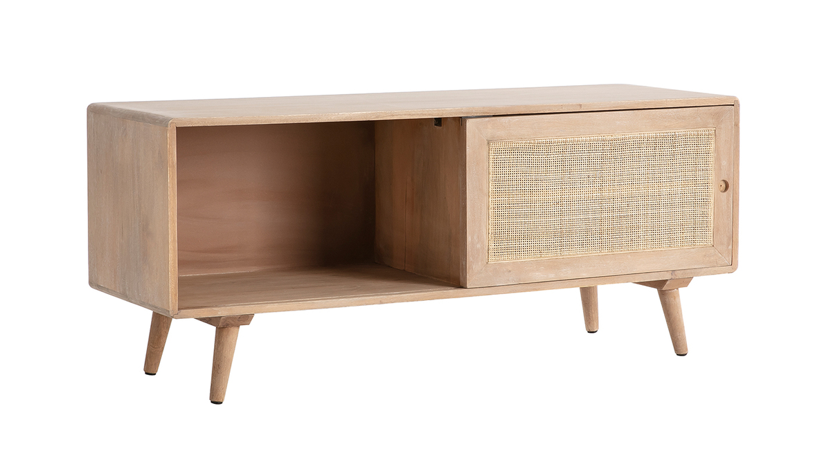 Mueble TV en madera de mango y rejilla trenzada ACANGE