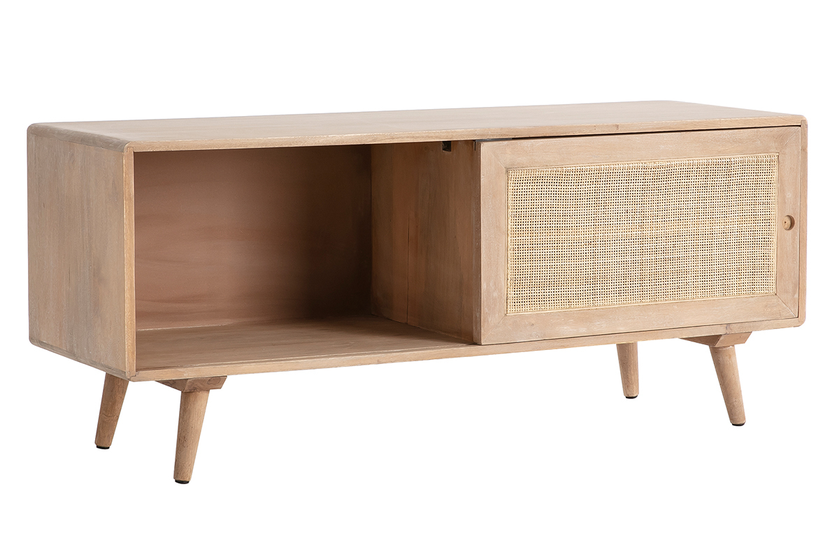 Mueble TV en madera de mango y rejilla trenzada ACANGE