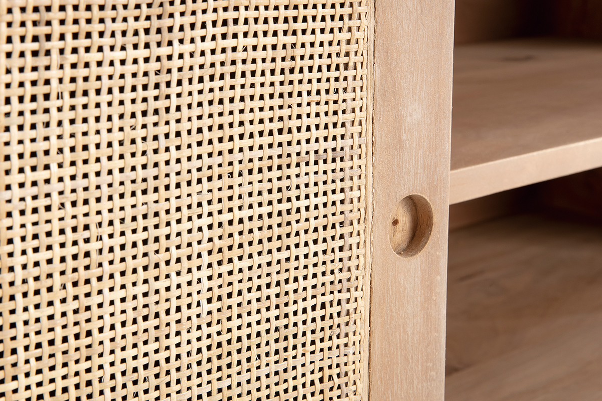 Mueble TV en madera de mango y rejilla trenzada ACANGE