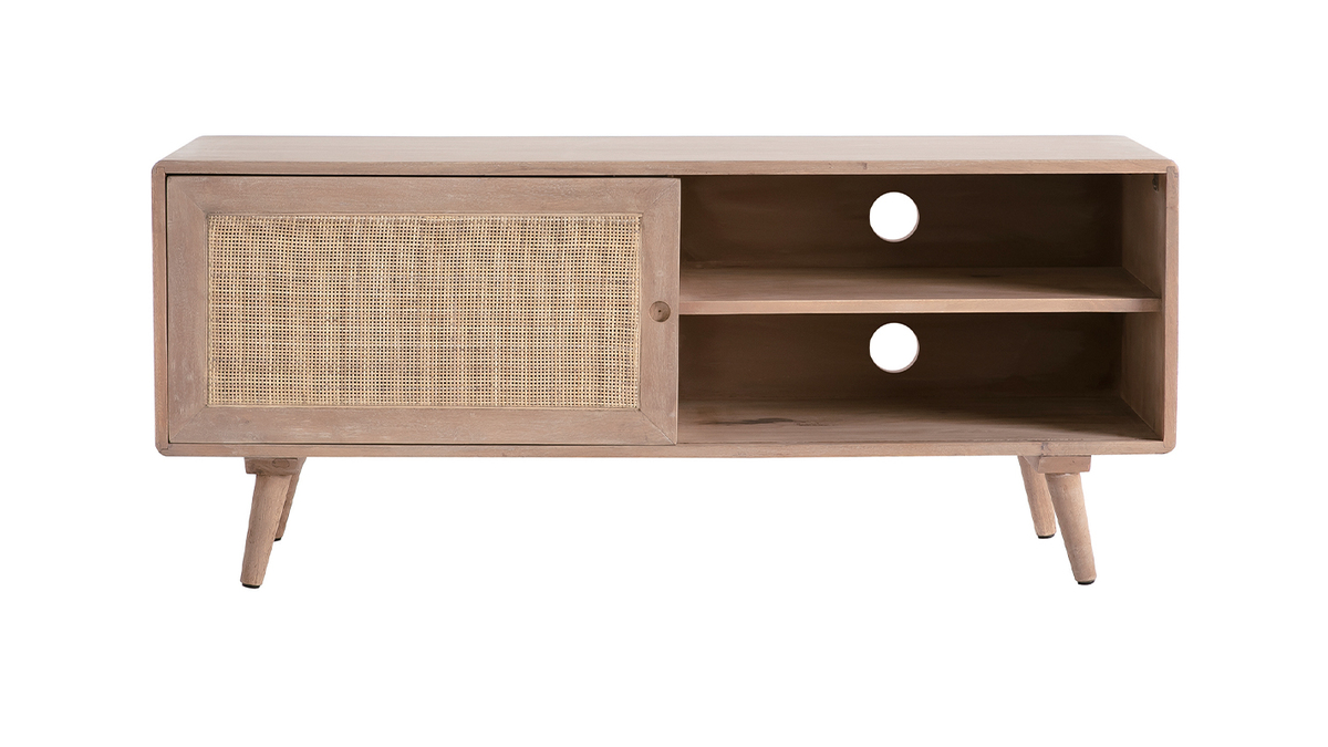 Mueble TV en madera de mango y rejilla trenzada ACANGE