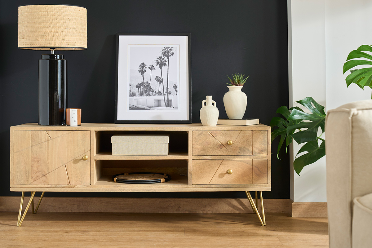 Mueble TV en mango y metal LINIUM