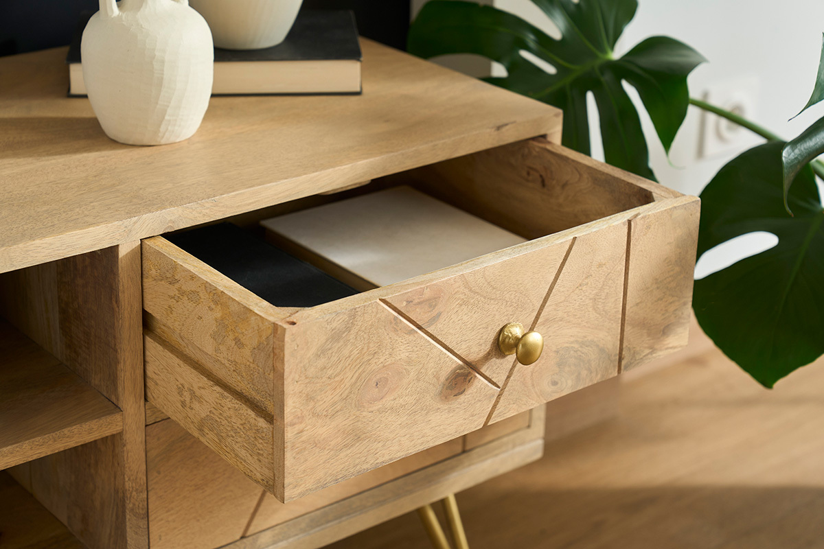 Mueble TV en mango y metal LINIUM