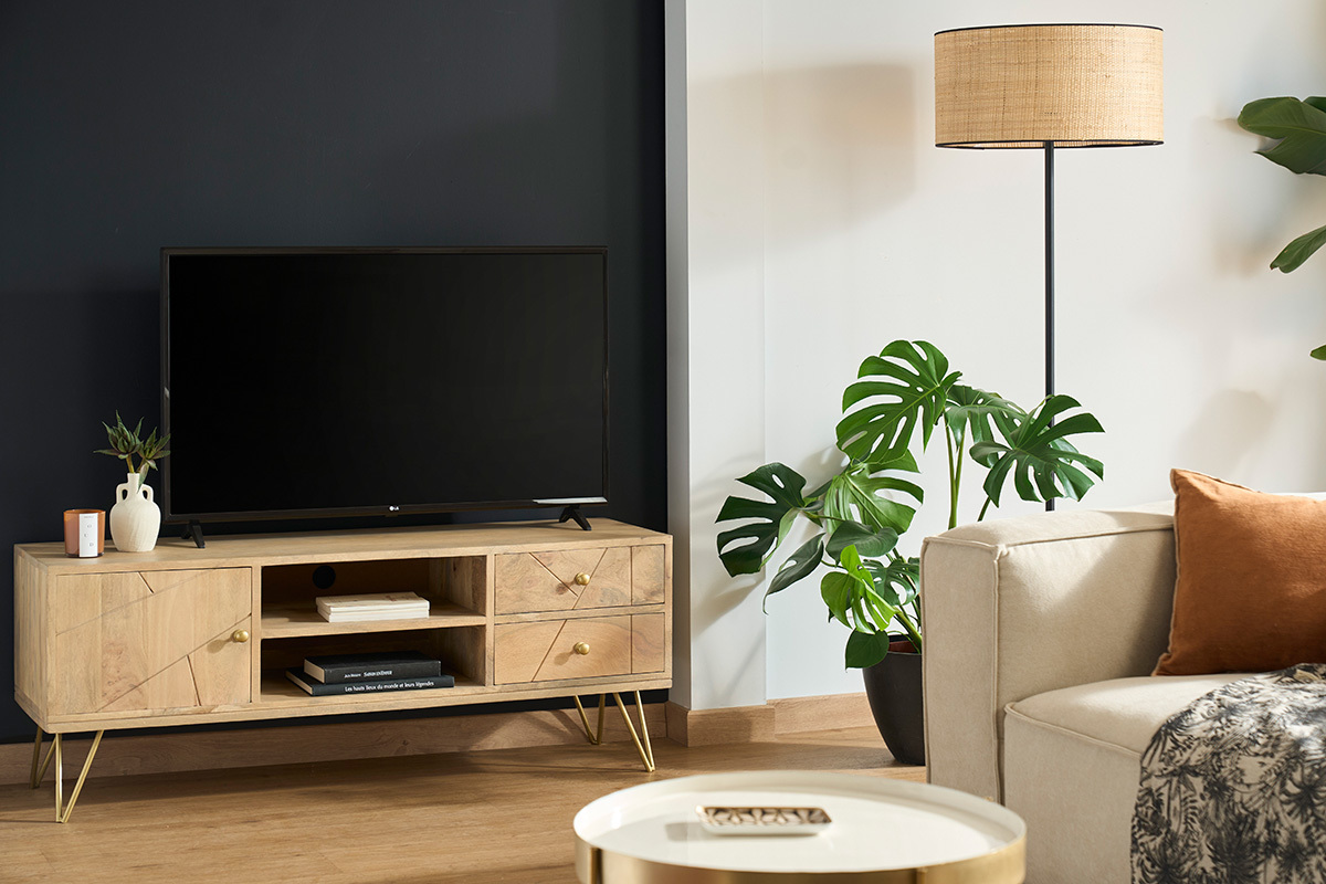 Mueble TV en mango y metal LINIUM