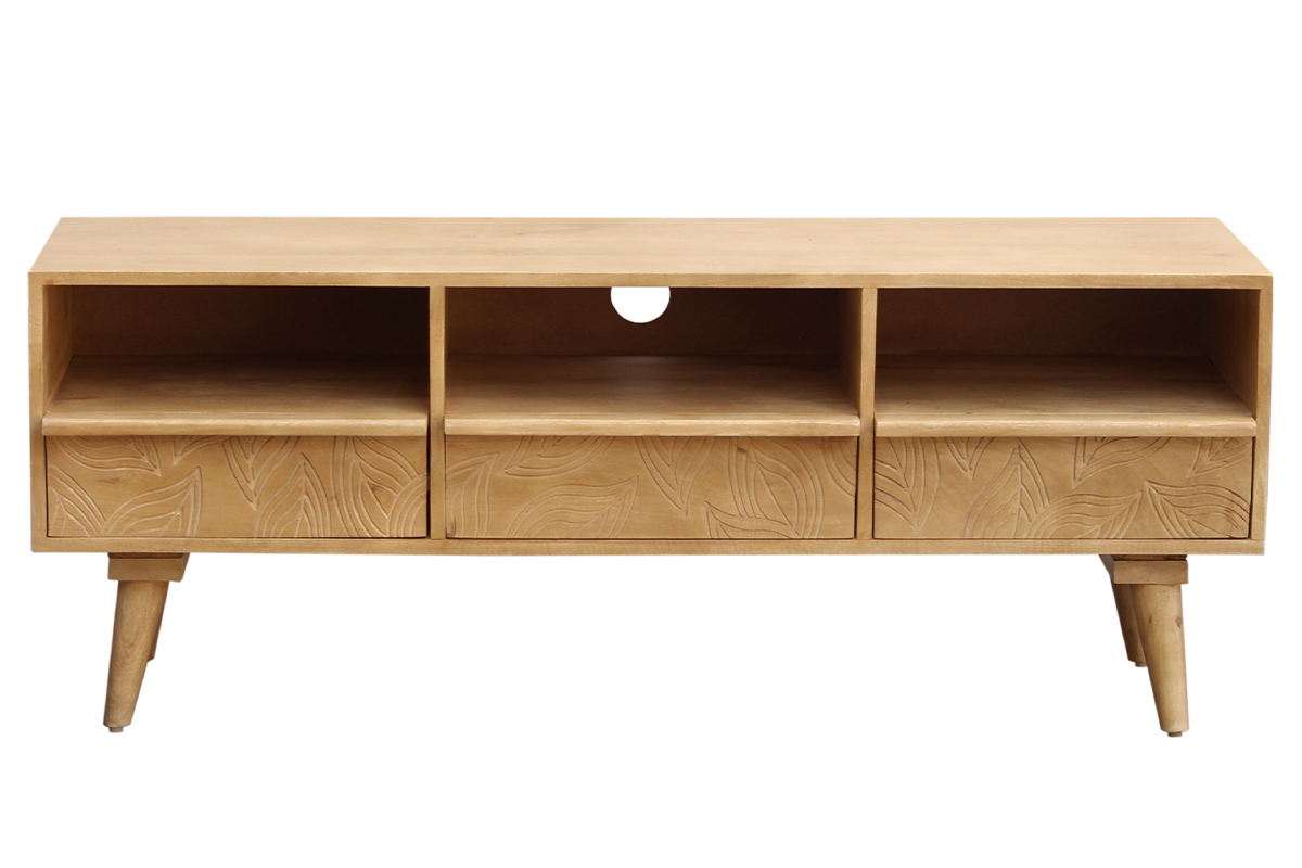 Mueble TV tnico de madera maciza de mango 130cm KAFFIR