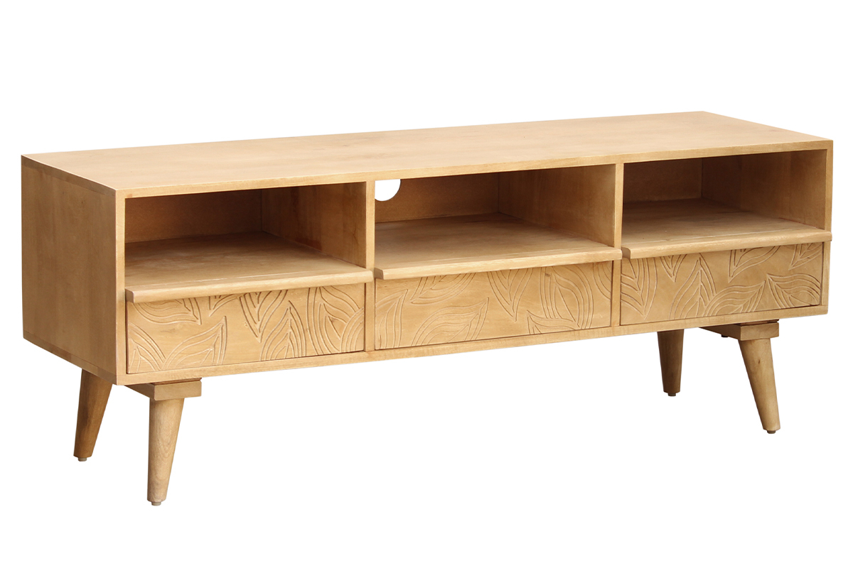 Mueble TV tnico de madera maciza de mango 130cm KAFFIR