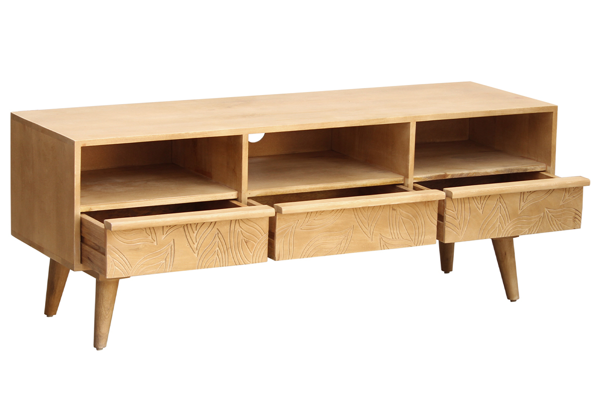 Mueble TV tnico de madera maciza de mango 130cm KAFFIR
