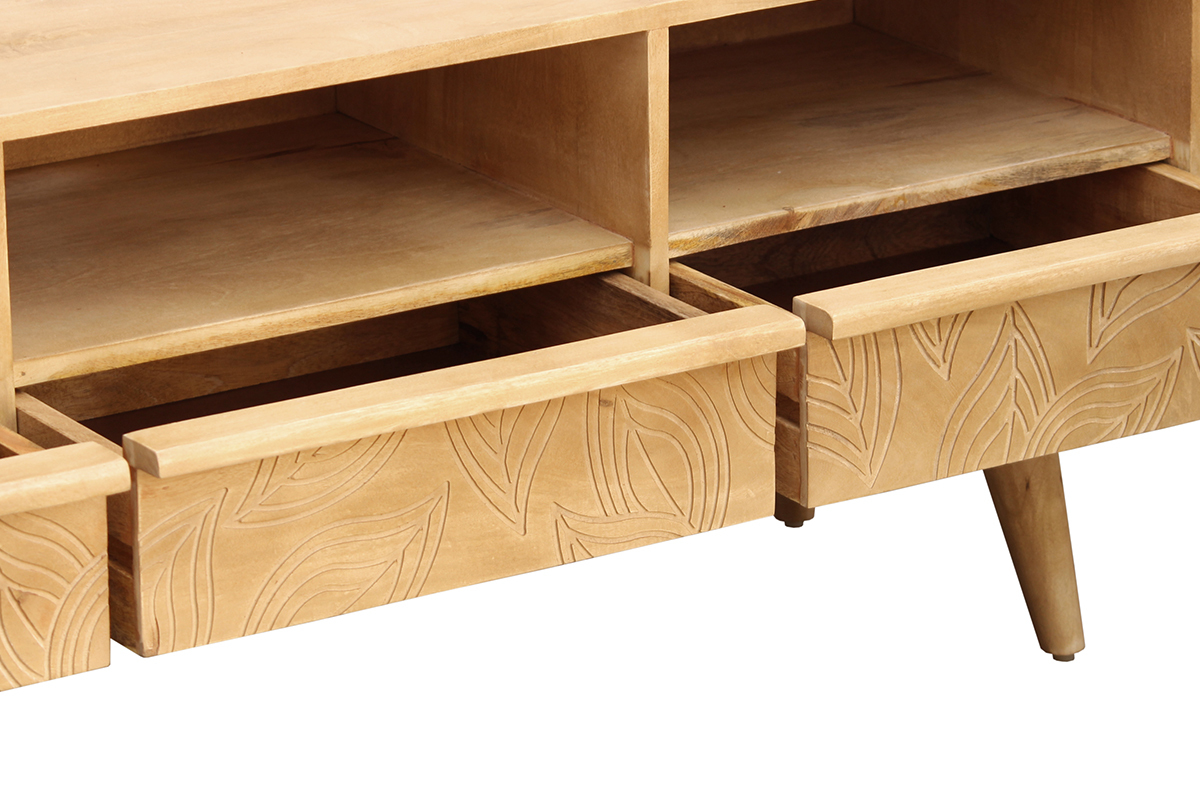 Mueble TV tnico de madera maciza de mango 130cm KAFFIR