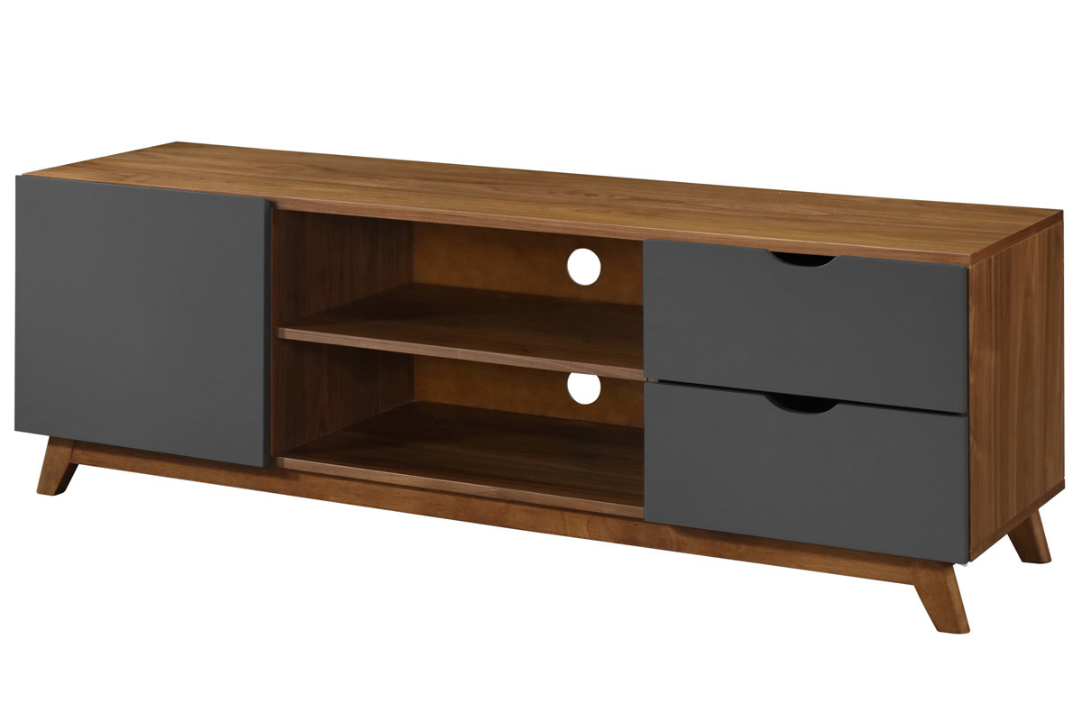 Mueble TV gris antracita y nogal NEELA