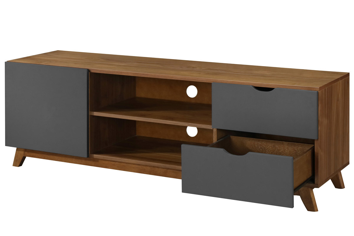 Mueble TV gris antracita y nogal NEELA