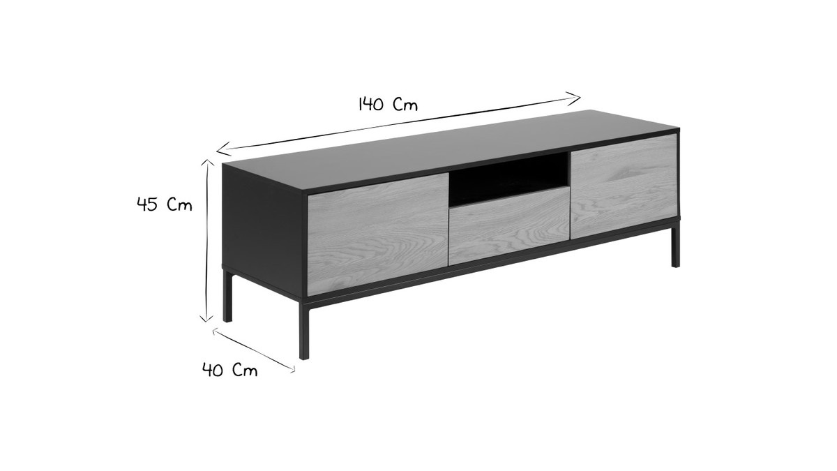 Mueble TV industrial madera y metal L140 cm TRESCA