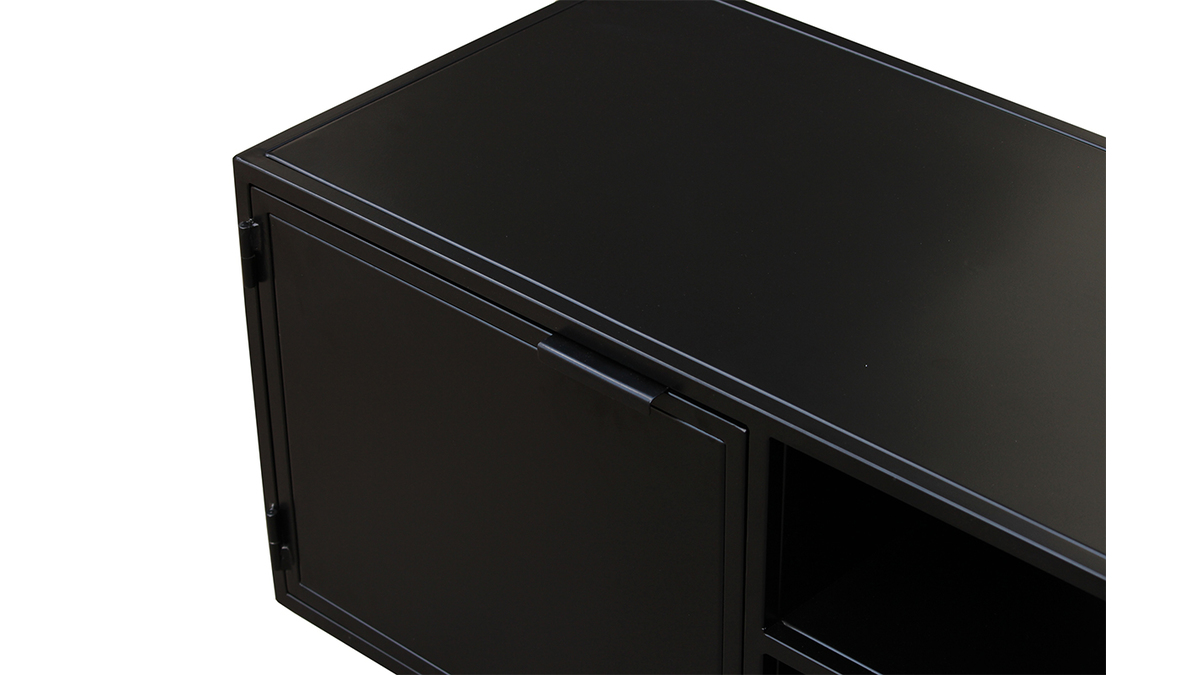 Mueble TV industrial negro con 2puertas 150 KARL