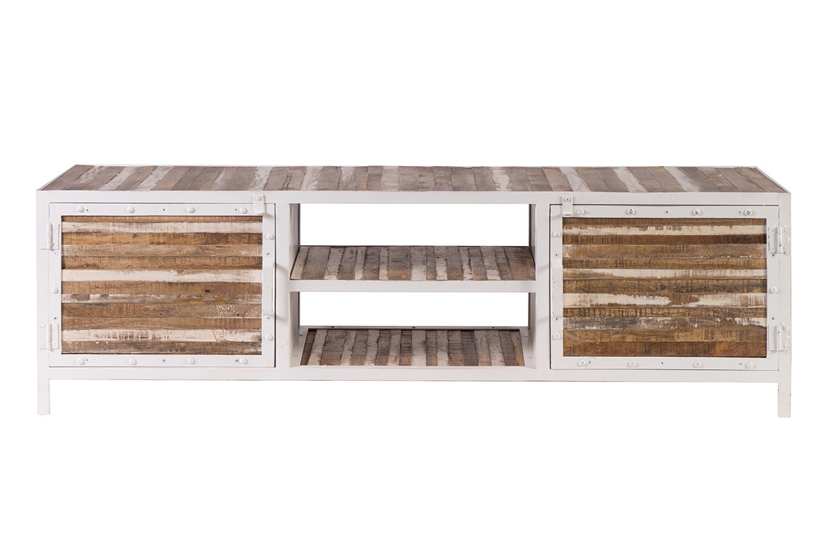 Mueble TV madera y metal blanco 150cm ROCHELLE