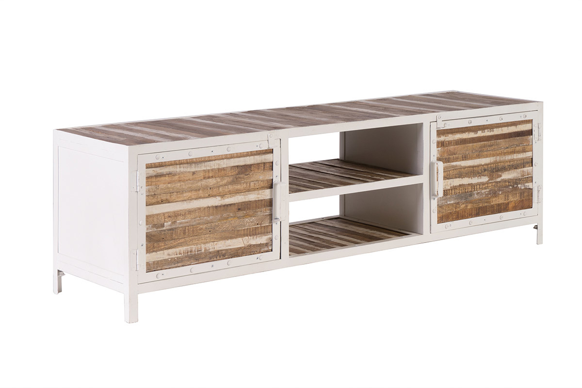 Mueble TV madera y metal blanco 150cm ROCHELLE