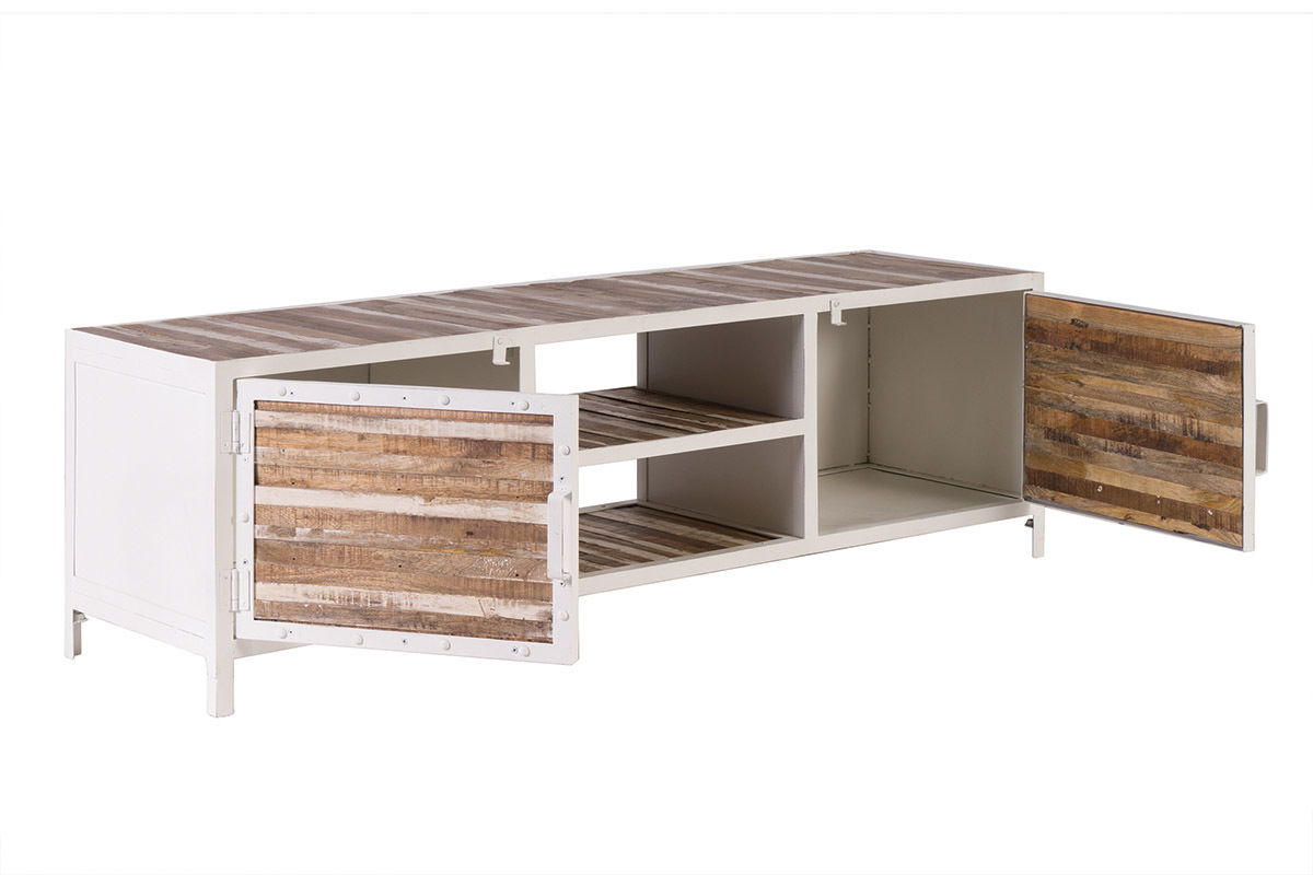 Mueble TV madera y metal blanco 150cm ROCHELLE