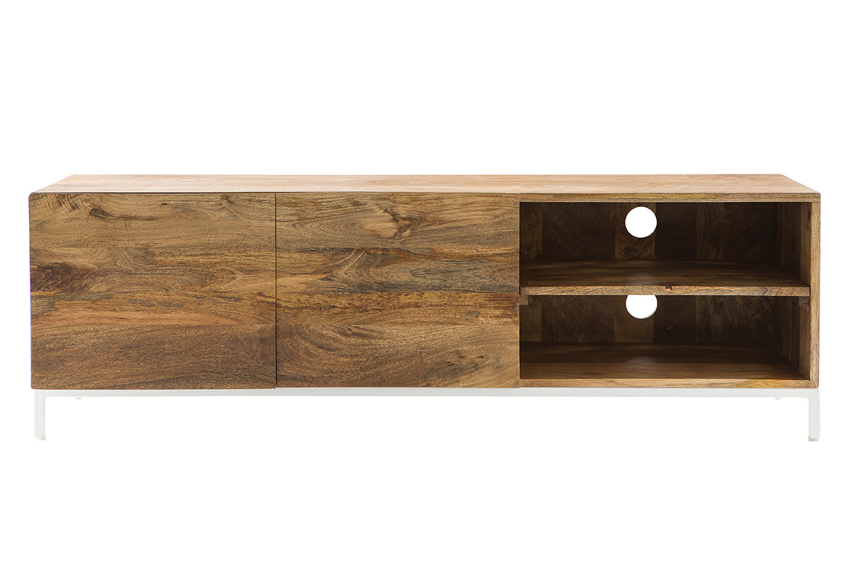 Mueble TV mago y metal blanco 145cm BOHO