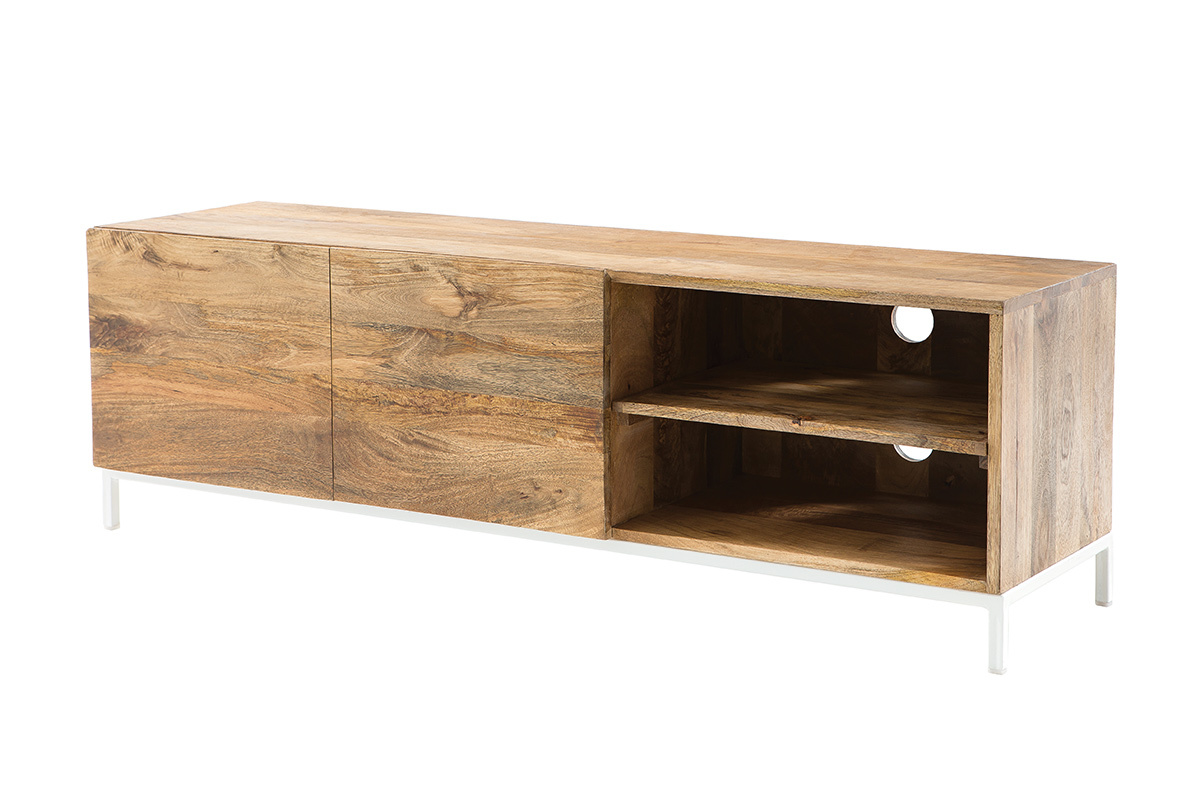 Mueble TV mago y metal blanco 145cm BOHO