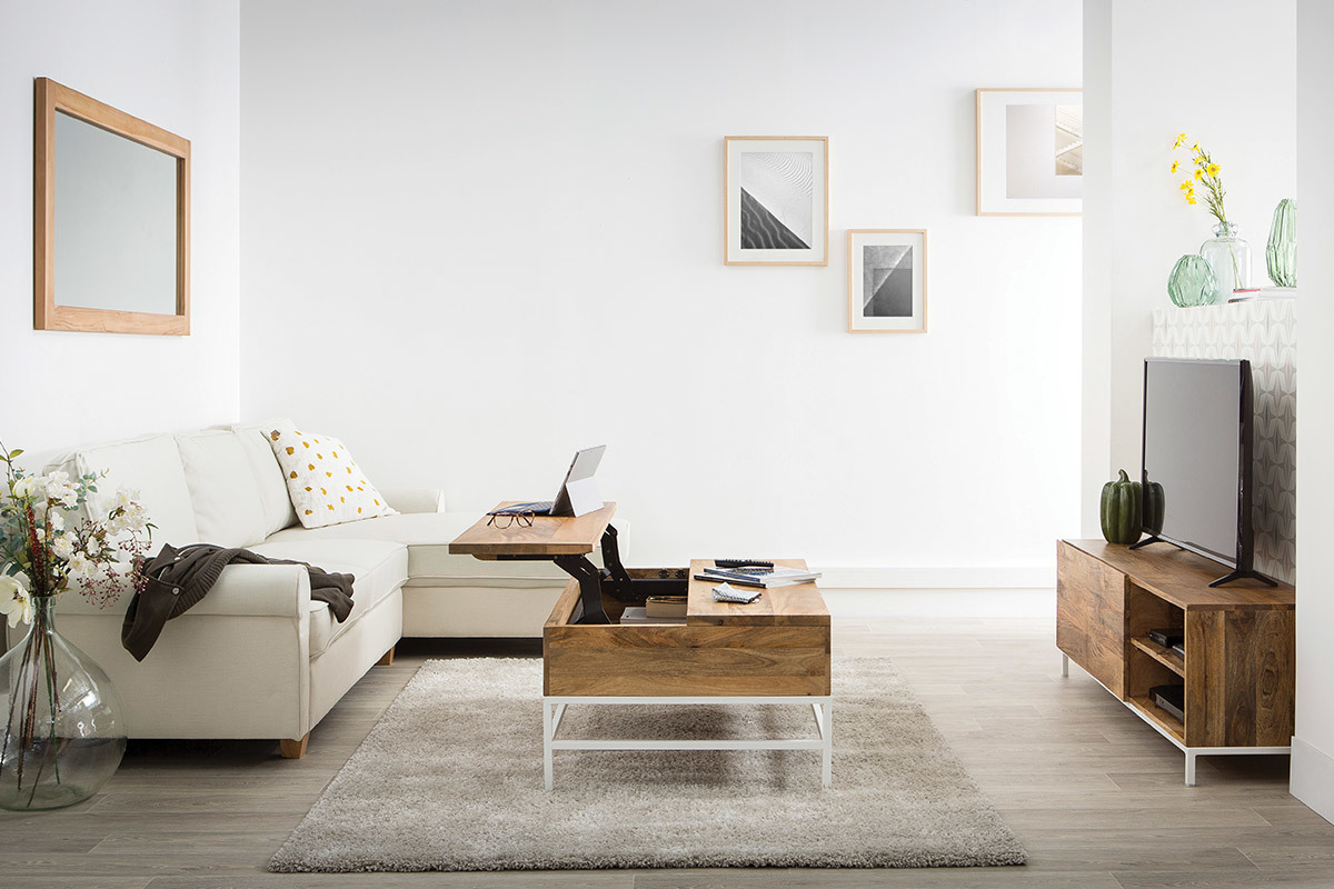 Mueble TV mago y metal blanco 145cm BOHO