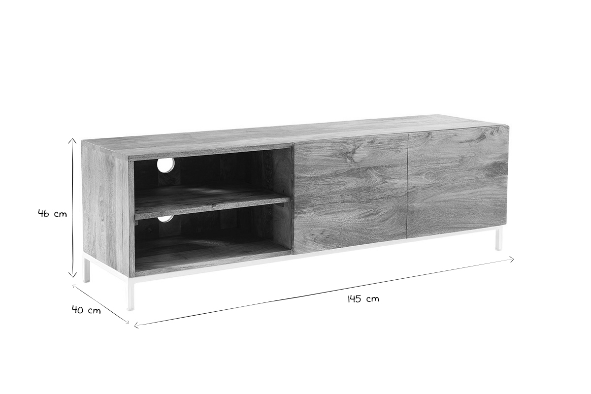 Mueble TV mago y metal blanco 145cm BOHO