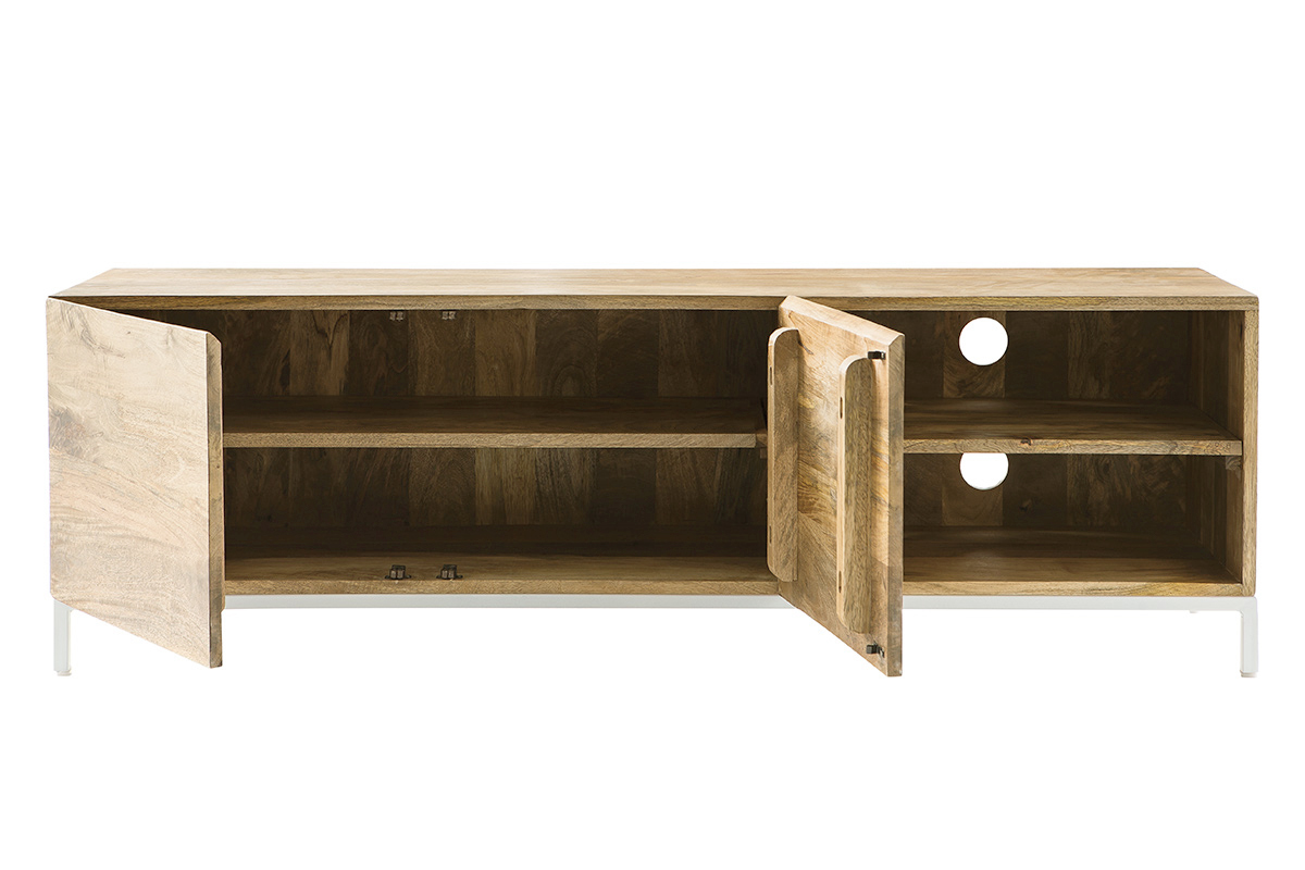 Mueble TV mago y metal blanco 145cm BOHO