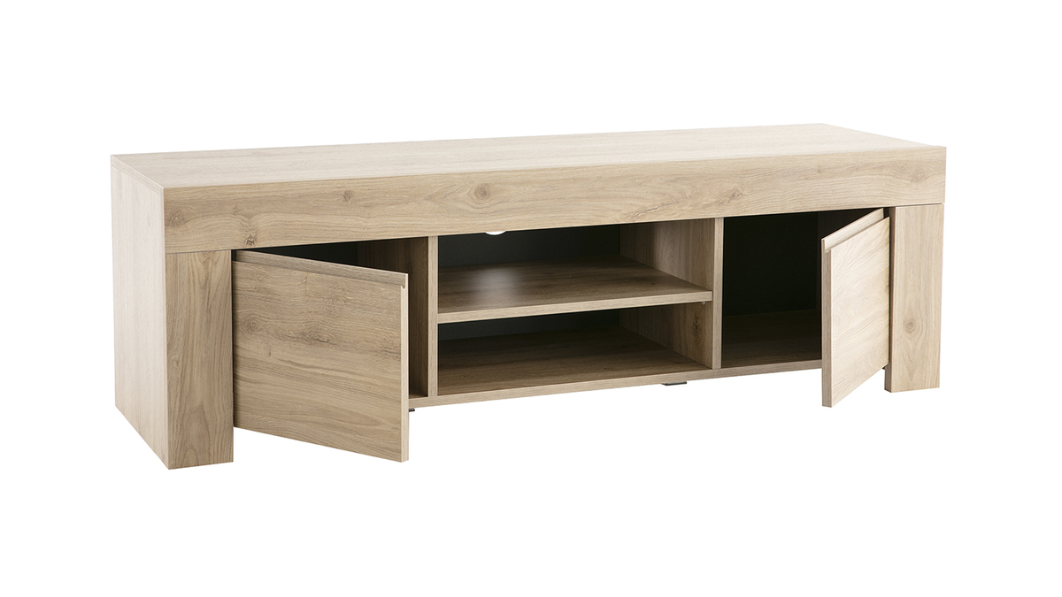 Mueble TV moderno acabado roble L138 cm TINO