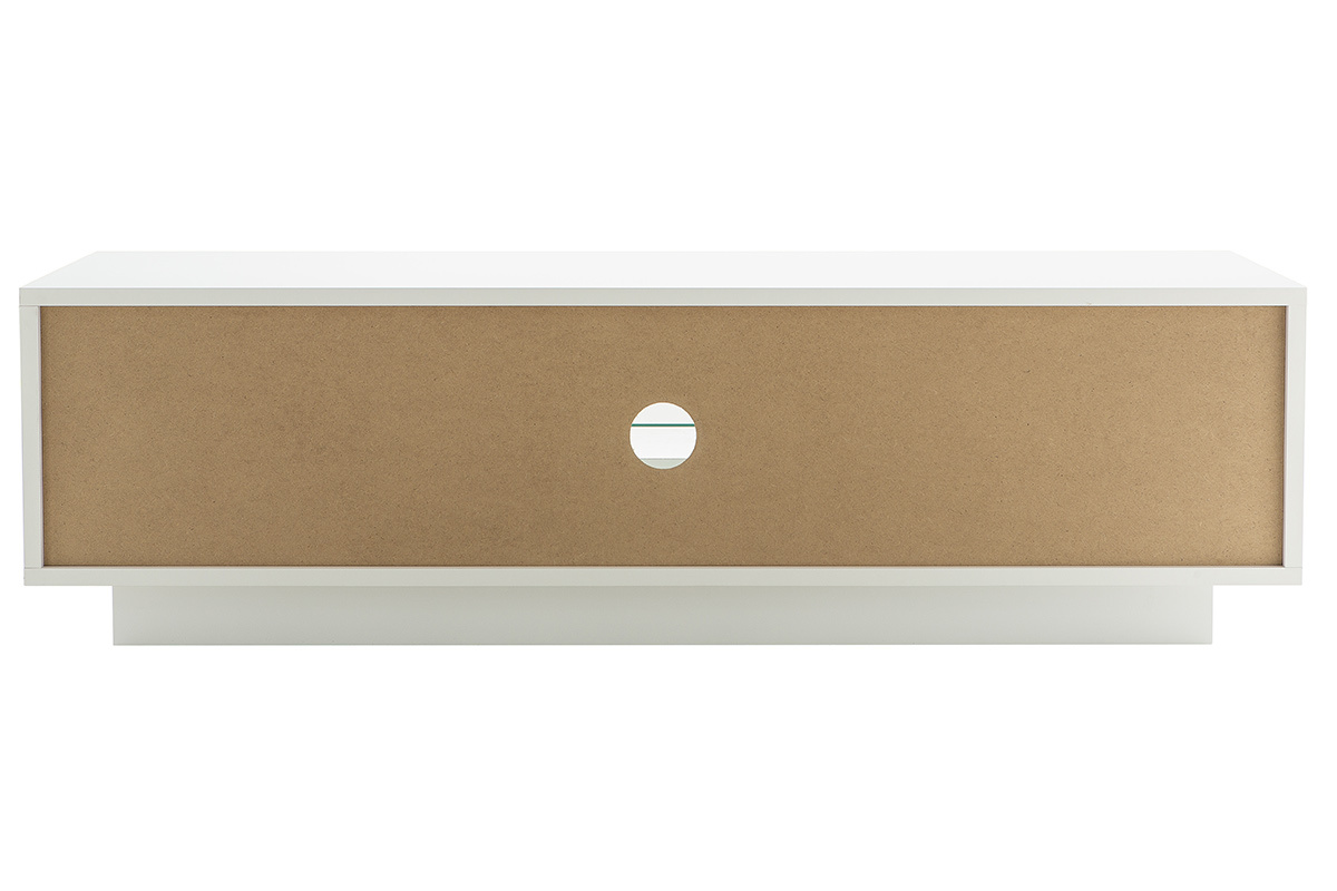 Mueble TV moderno blanco con almacenaje decoracin cemento LAND