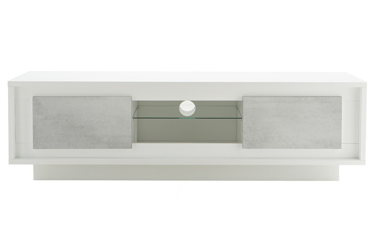 Mueble TV moderno blanco con almacenaje decoracin cemento LAND