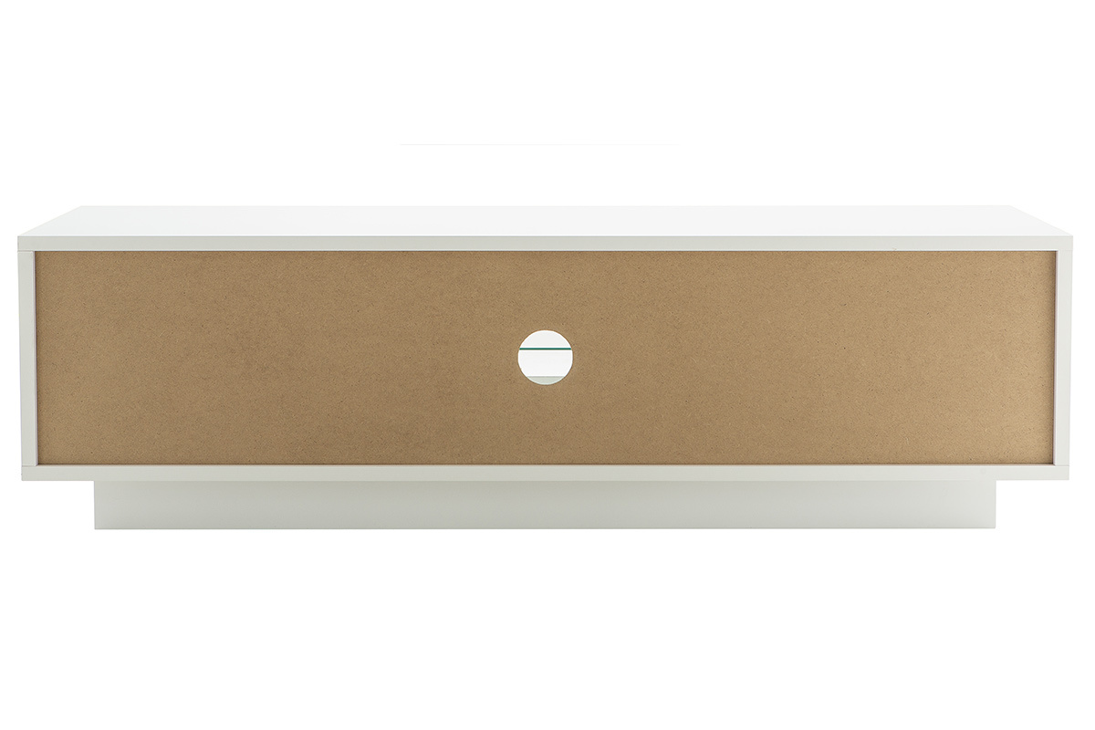 Mueble TV moderno blanco con almacenaje decoracin madera clara LAND