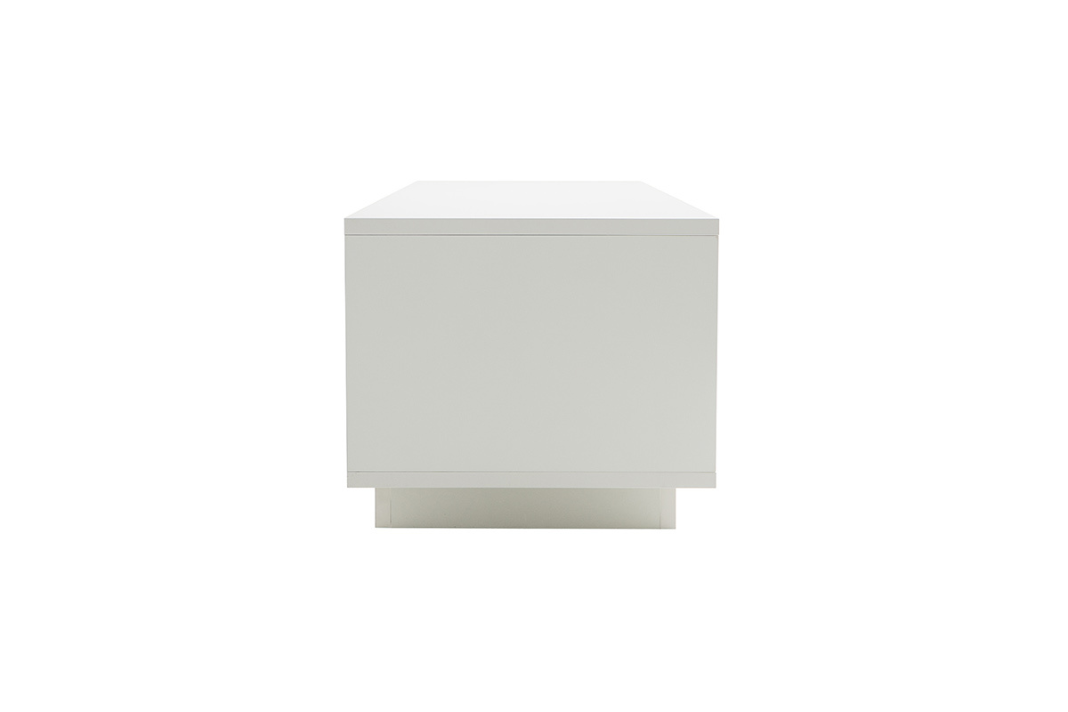Mueble TV moderno blanco con almacenaje decoracin madera oscura LAND