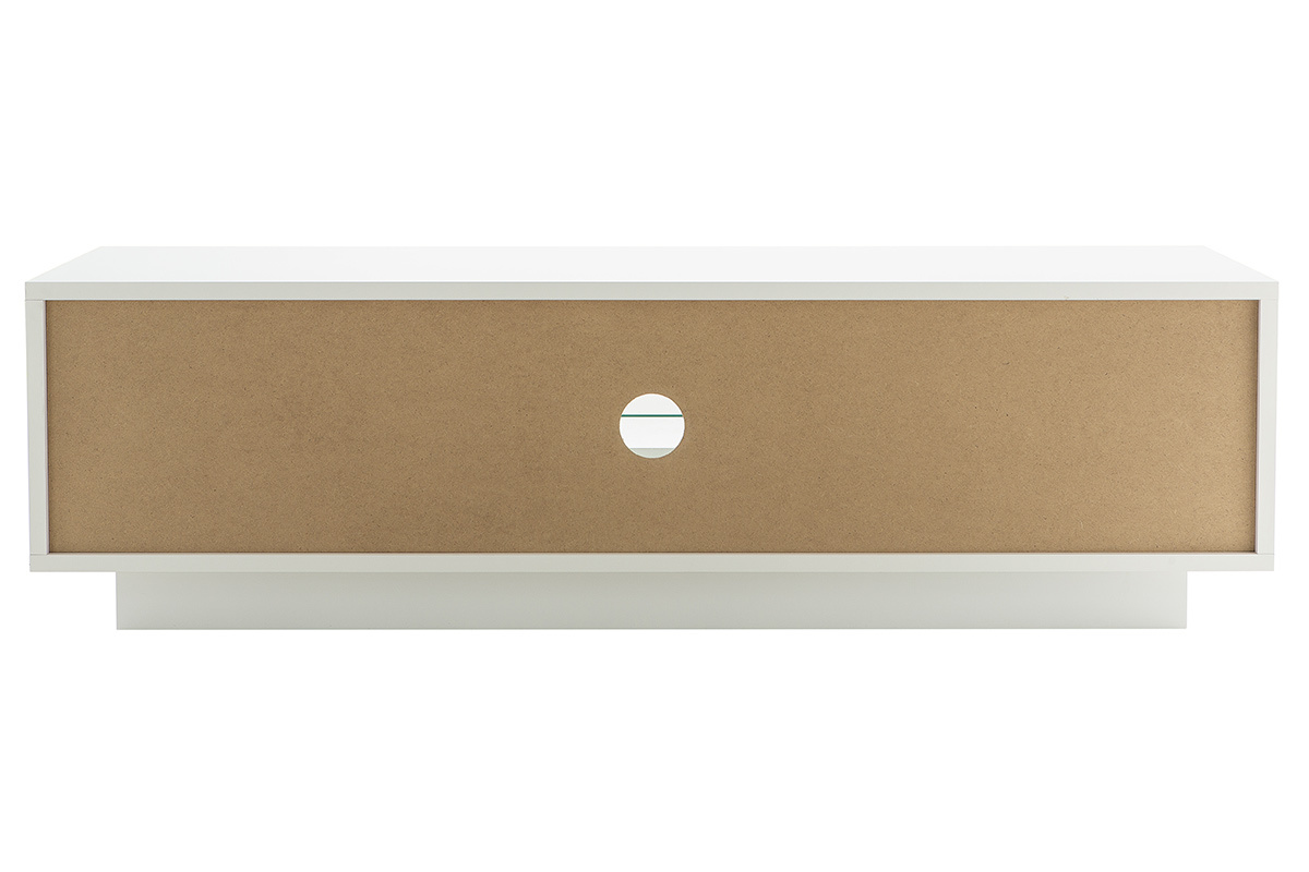 Mueble TV moderno blanco con almacenaje decoracin madera oscura LAND