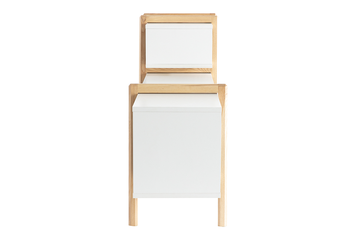 Mueble TV moderno blanco, gris y madera WOOD TANG