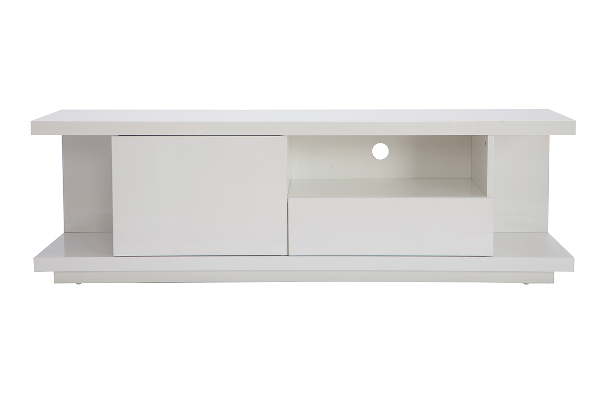 Mueble TV moderno blanco lacado brillante L150 cm KARY