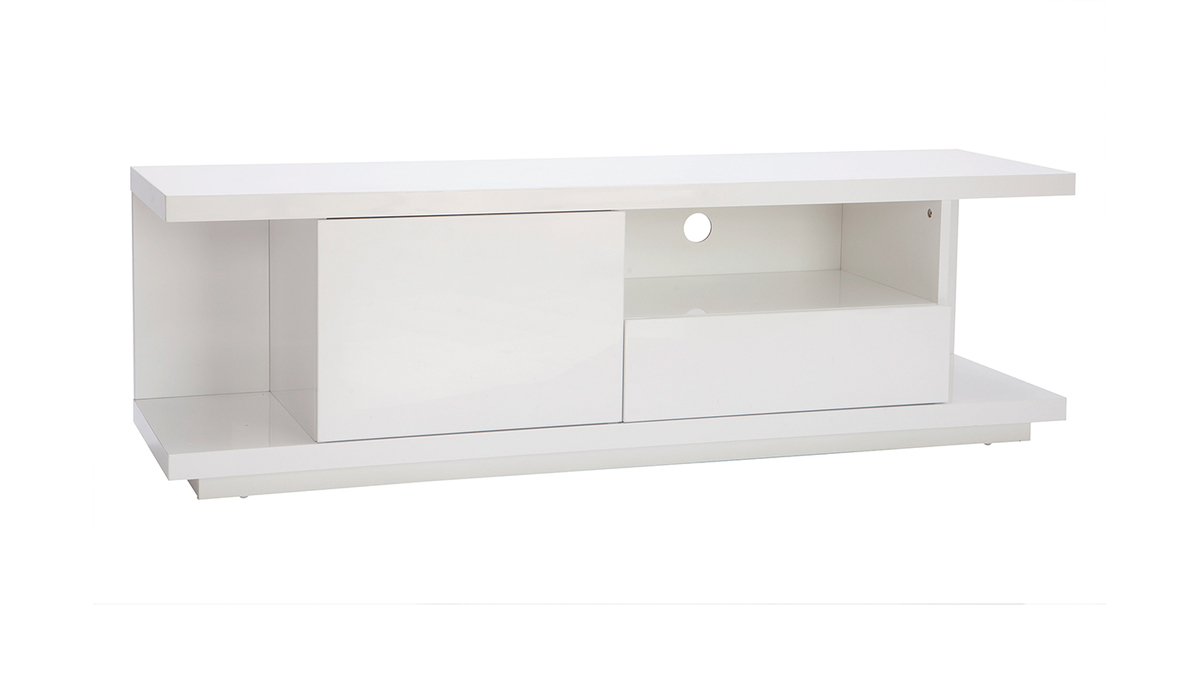 Mueble TV moderno blanco lacado brillante L150 cm KARY
