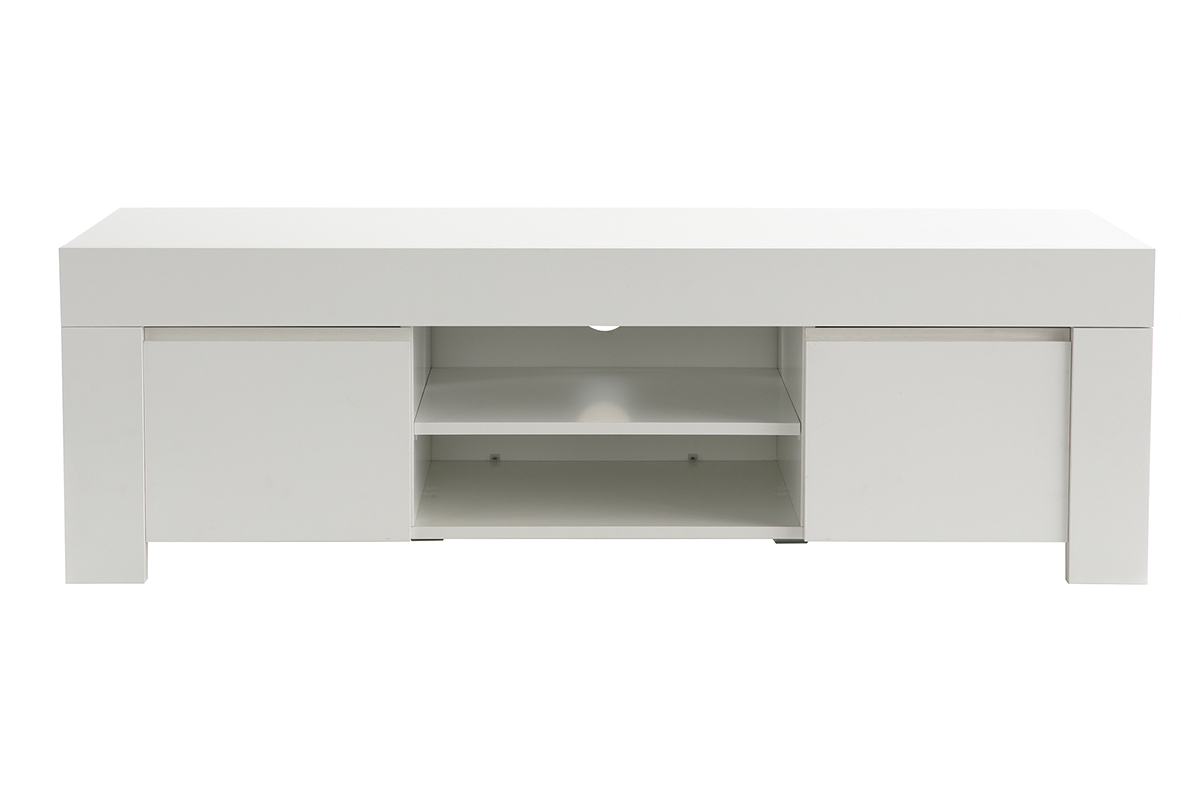 Mueble TV moderno blanco mate L138 cm TINO
