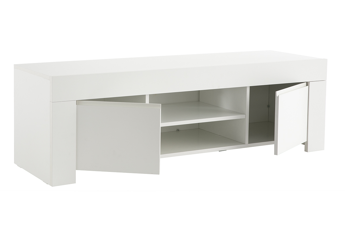 Mueble TV moderno blanco mate L138 cm TINO