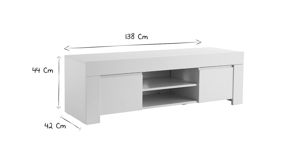 Mueble TV moderno blanco mate L138 cm TINO