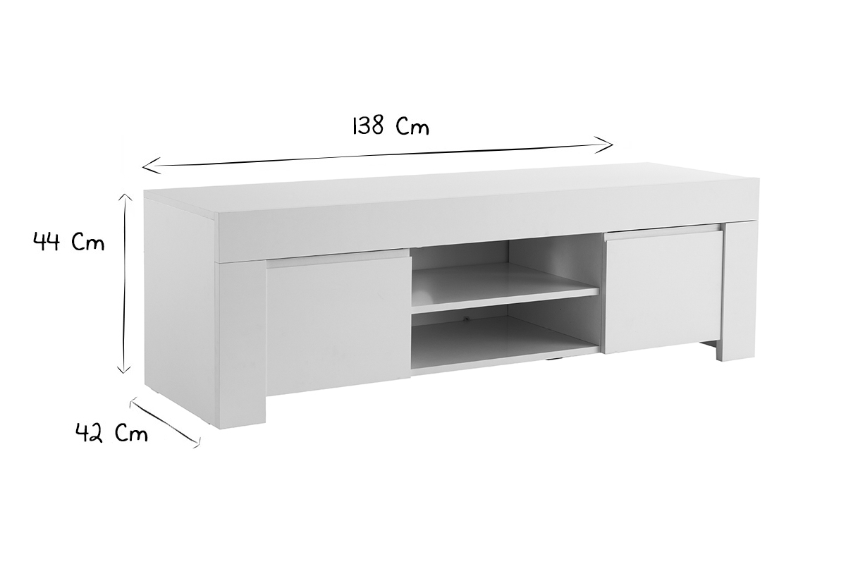 Mueble TV moderno blanco mate L138 cm TINO