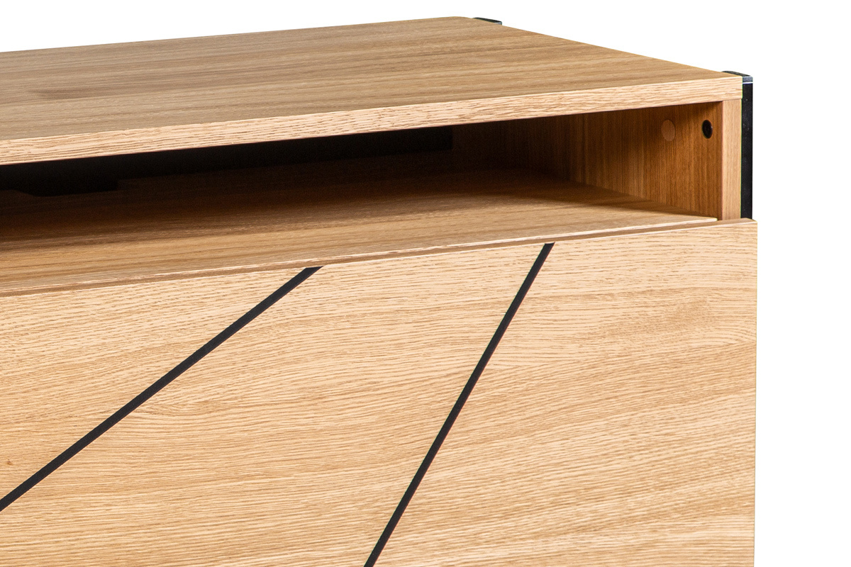 Mueble TV moderno con motivo geomtrico roble y metal negro L163 cm ICODE