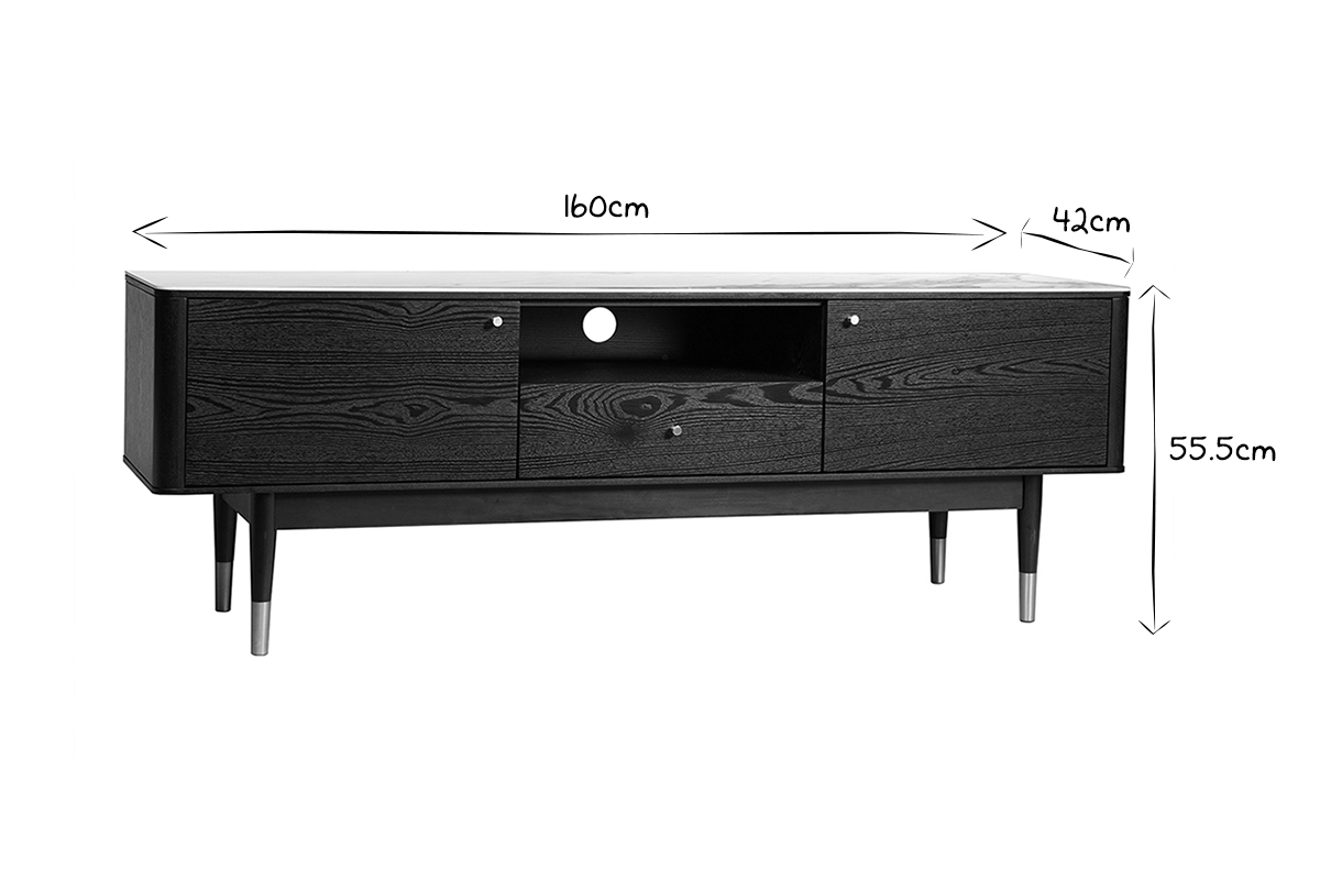 Mueble TV moderno efecto mrmol y patas doradas ALLURE