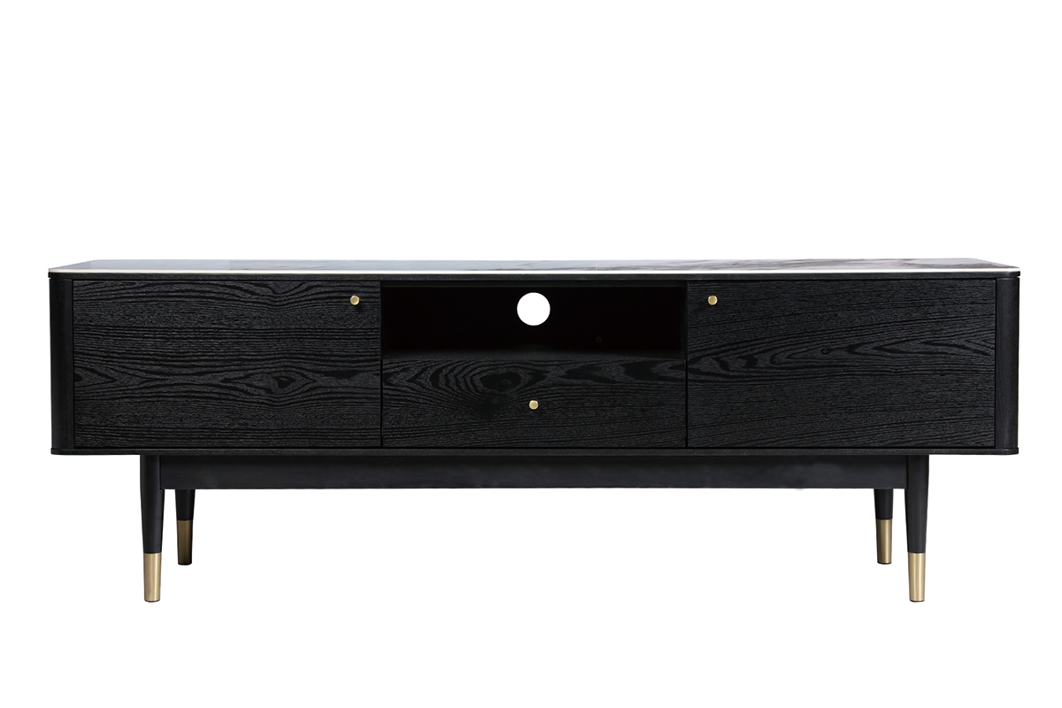 Mueble TV moderno efecto mrmol y patas doradas ALLURE