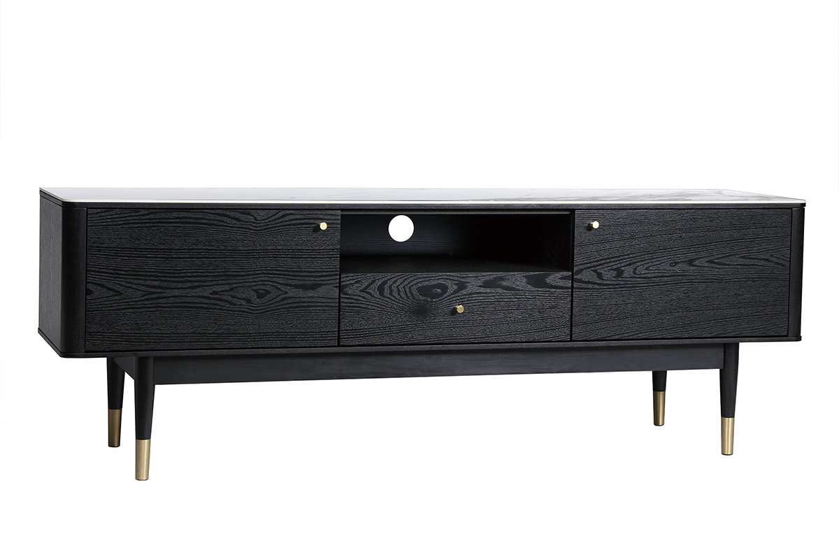 Mueble TV moderno efecto mrmol y patas doradas ALLURE
