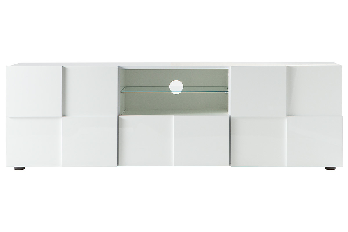 Mueble TV moderno lacado blanco 180cm KUBE