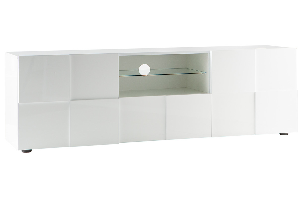 Mueble TV moderno lacado blanco 180cm KUBE