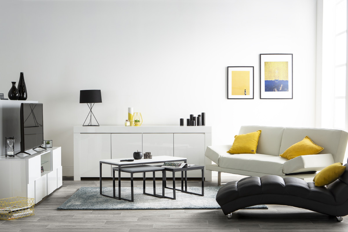 Mueble TV moderno lacado blanco 180cm KUBE