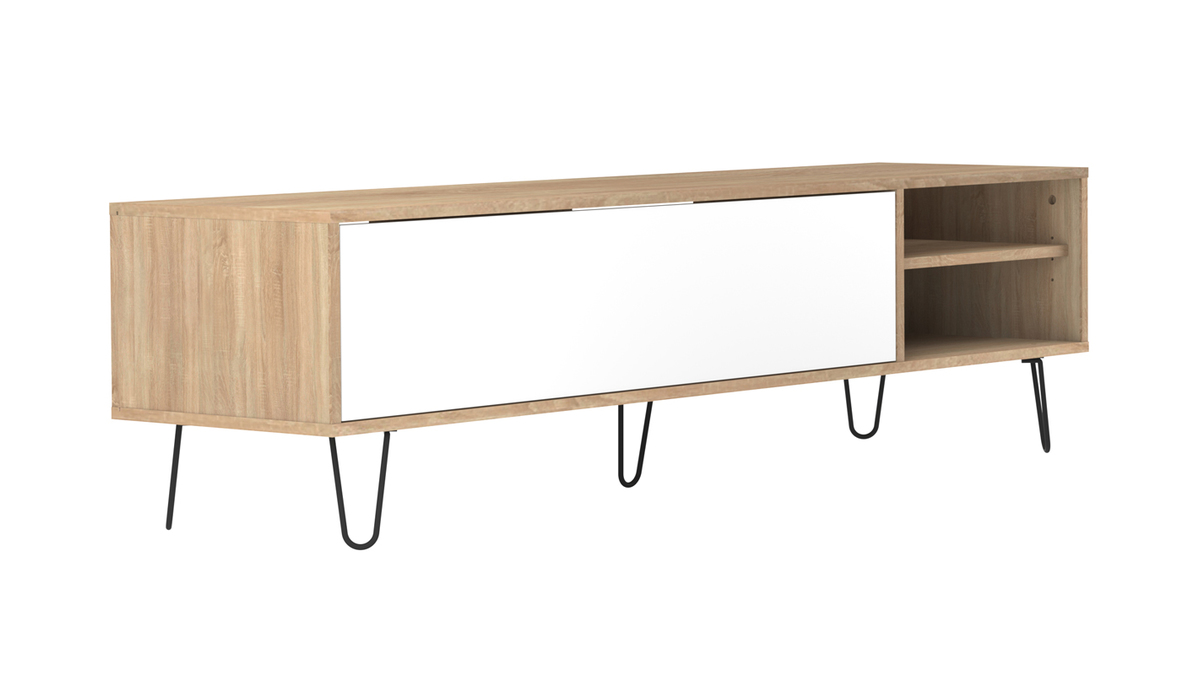 Mueble TV moderno madera y blanco LUMY