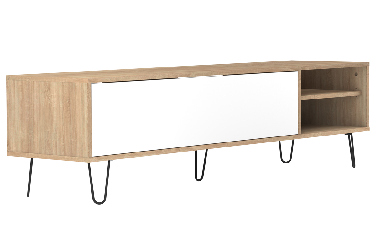 Mueble TV moderno madera y blanco LUMY